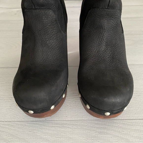 UGG Carnegie Cuffed Shearling Boots Black Suede Leather Platform Sz 8 - Picture 5 of 11